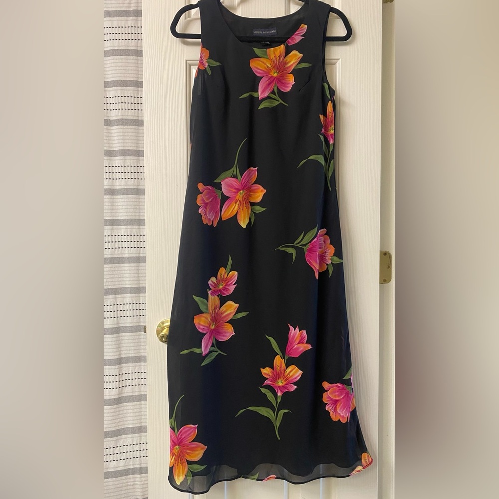 Natural Impressions Black Floral Sleeveless Maxi Dress Size Large